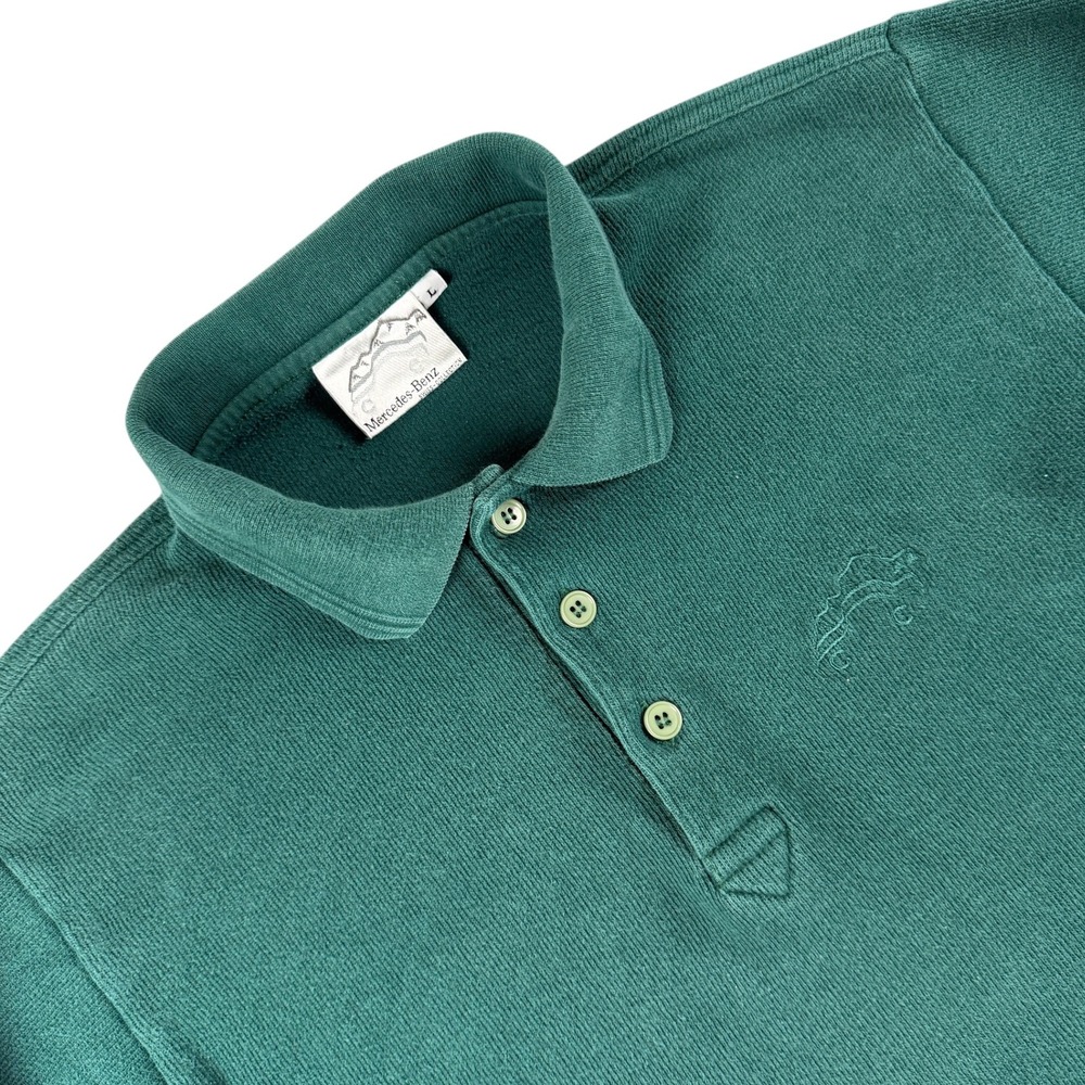 Vintage Mercedes-Benz Sweater‎ Mens L Green Long Sleeve Pullover Logo Crewneck